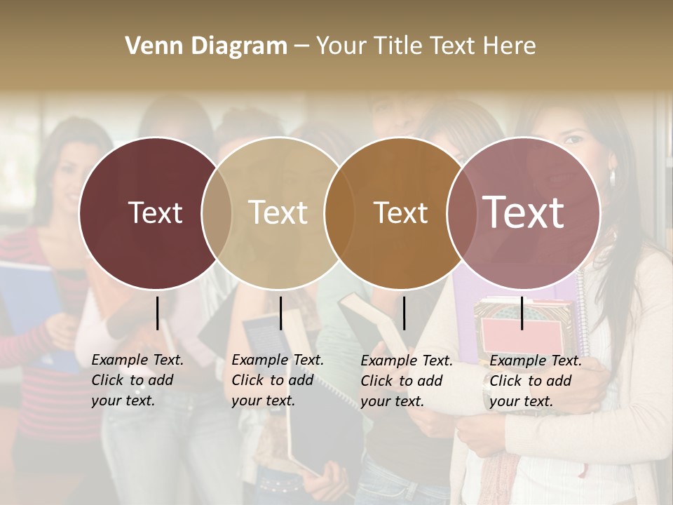 Group Of Students At A Library Smiling And Holding Some Notebooks PowerPoint Template