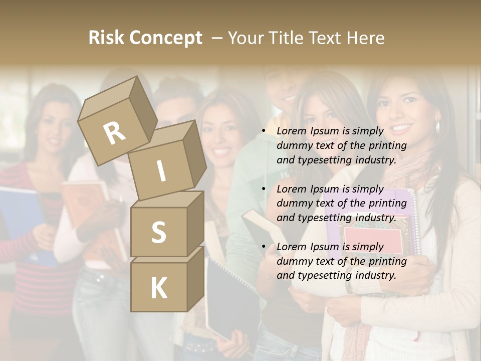 Group Of Students At A Library Smiling And Holding Some Notebooks PowerPoint Template