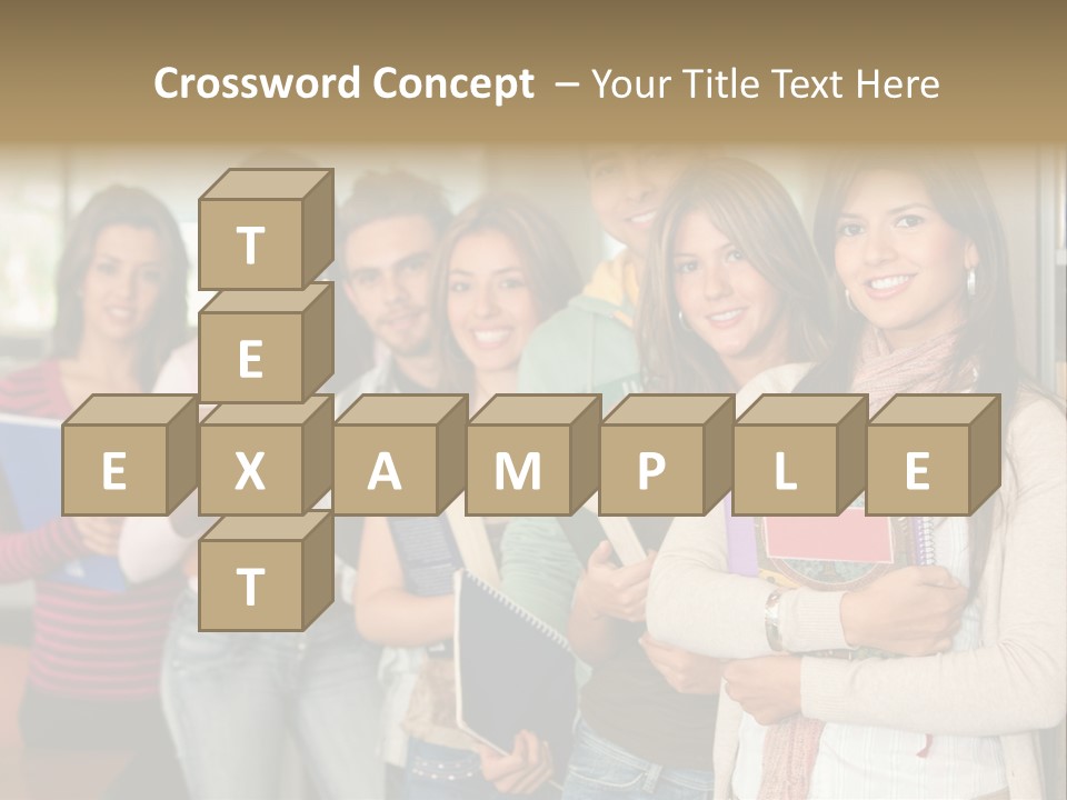 Group Of Students At A Library Smiling And Holding Some Notebooks PowerPoint Template