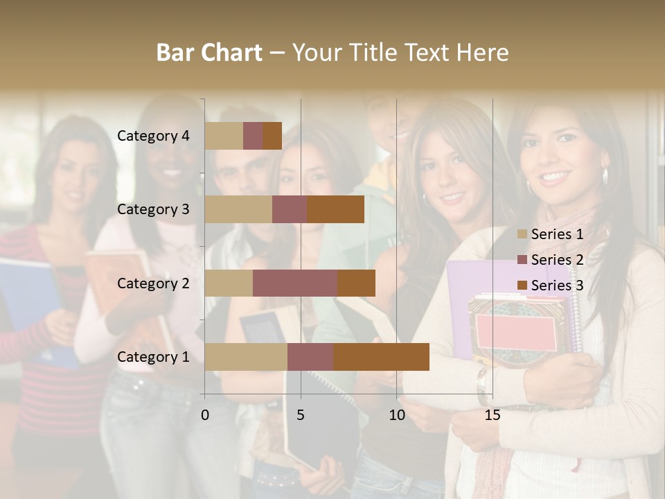 Group Of Students At A Library Smiling And Holding Some Notebooks PowerPoint Template