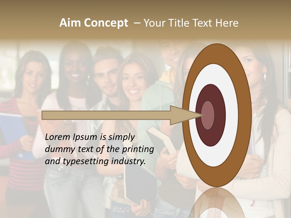 Group Of Students At A Library Smiling And Holding Some Notebooks PowerPoint Template