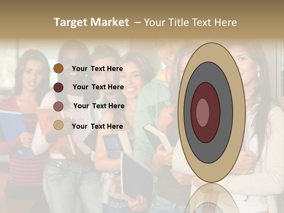 Group Of Students At A Library Smiling And Holding Some Notebooks PowerPoint Template