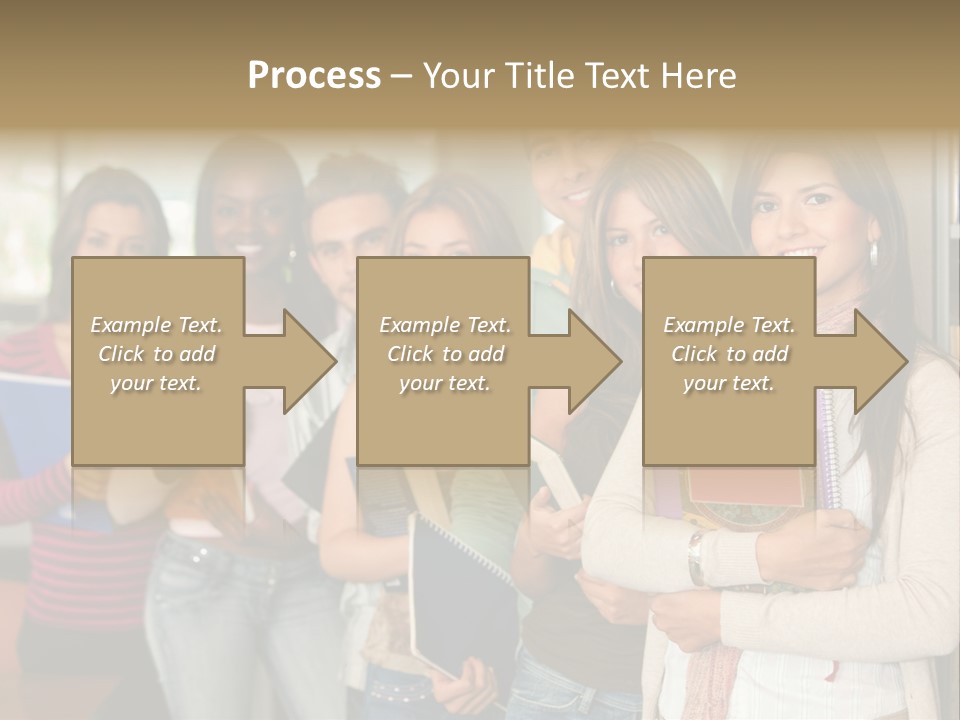 Group Of Students At A Library Smiling And Holding Some Notebooks PowerPoint Template