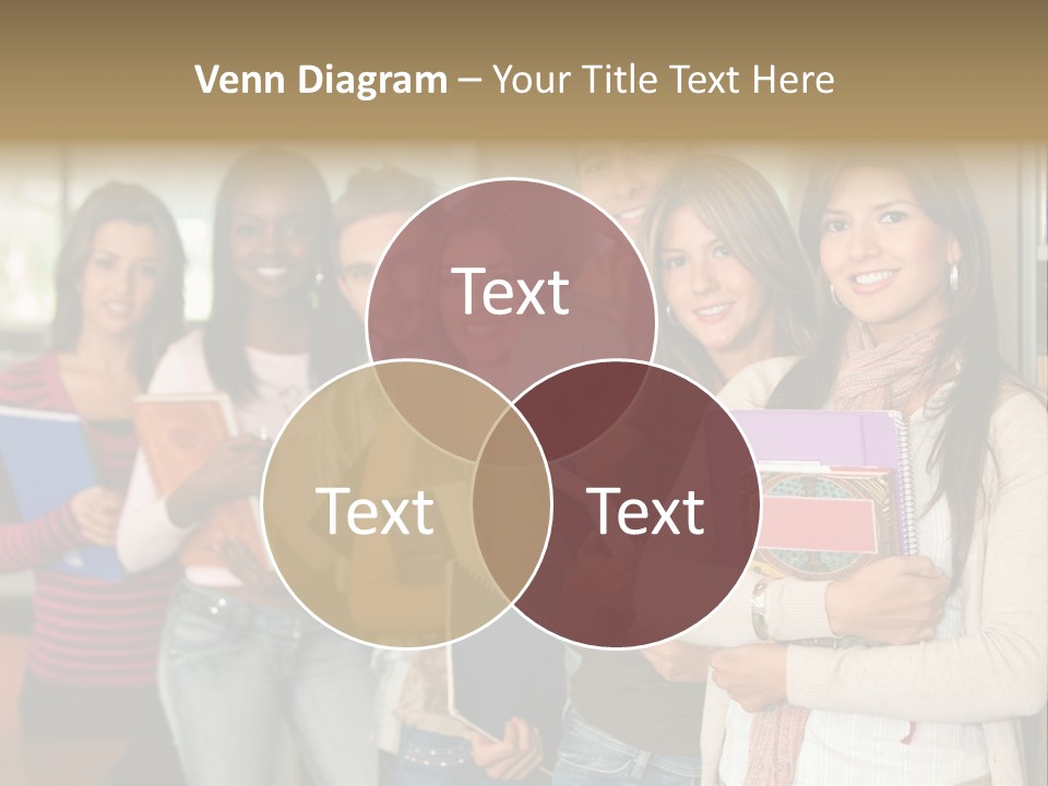 Group Of Students At A Library Smiling And Holding Some Notebooks PowerPoint Template