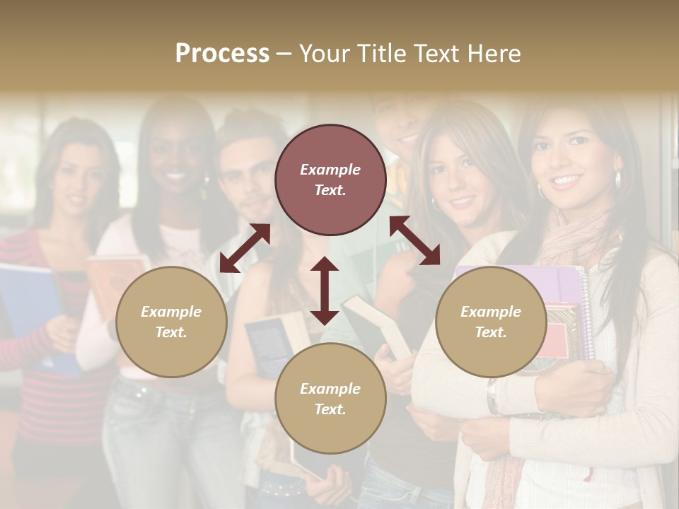 Group Of Students At A Library Smiling And Holding Some Notebooks PowerPoint Template