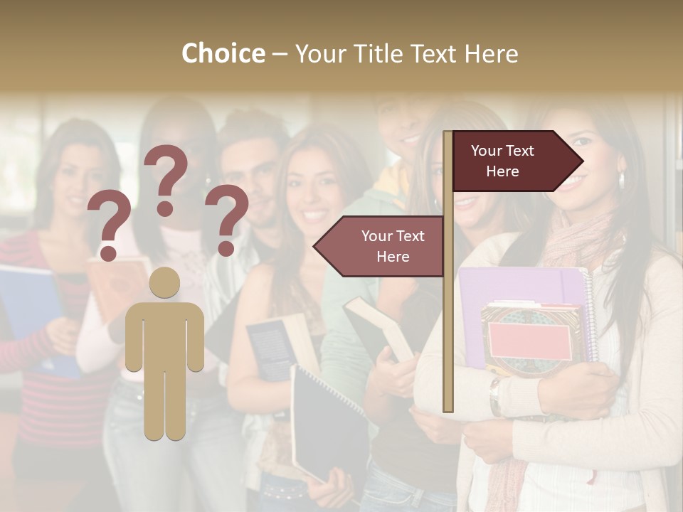 Group Of Students At A Library Smiling And Holding Some Notebooks PowerPoint Template