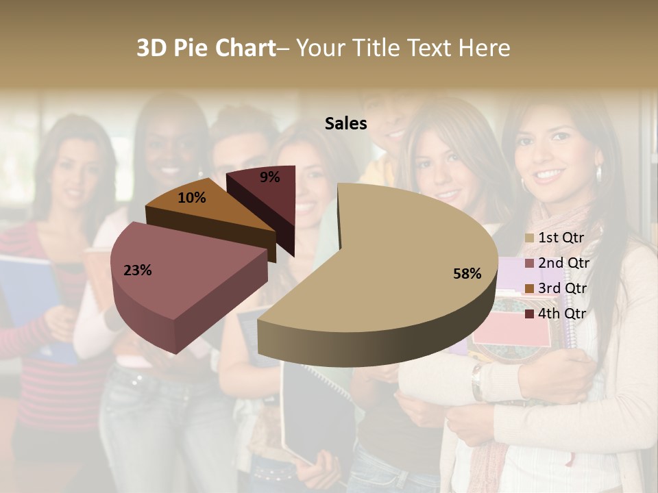 Group Of Students At A Library Smiling And Holding Some Notebooks PowerPoint Template