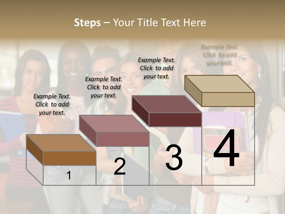 Group Of Students At A Library Smiling And Holding Some Notebooks PowerPoint Template