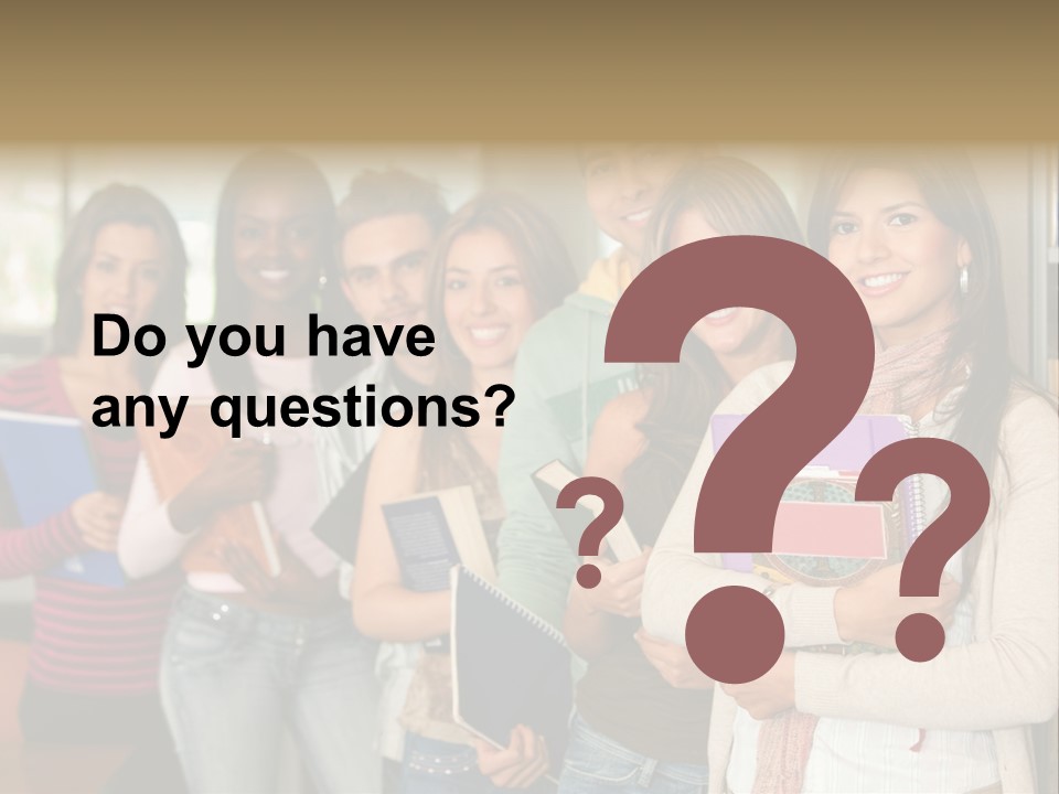 Group Of Students At A Library Smiling And Holding Some Notebooks PowerPoint Template