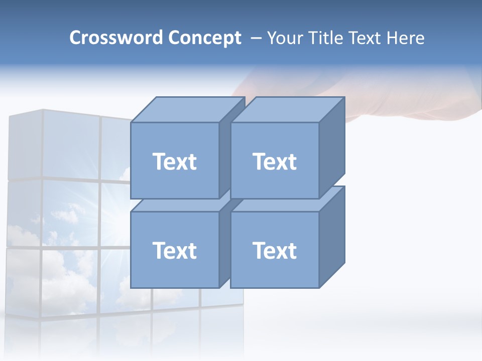Hand Building Up A Sunny Sky With White Clouds PowerPoint Template