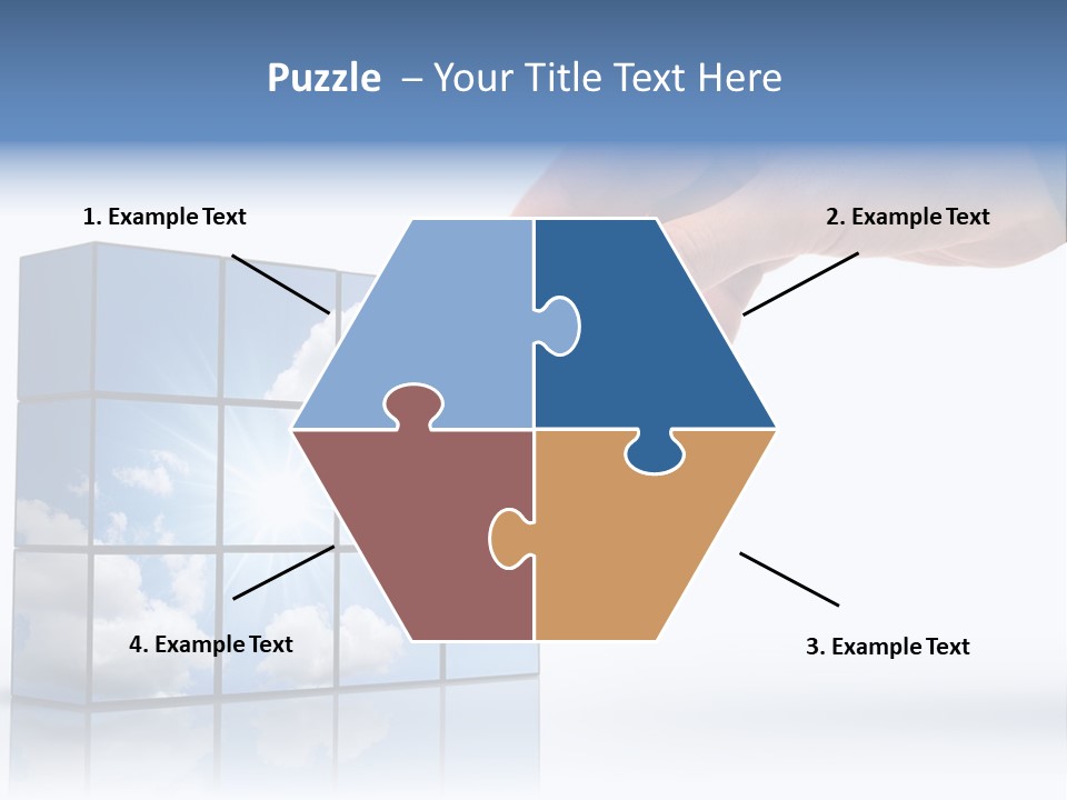 Hand Building Up A Sunny Sky With White Clouds PowerPoint Template