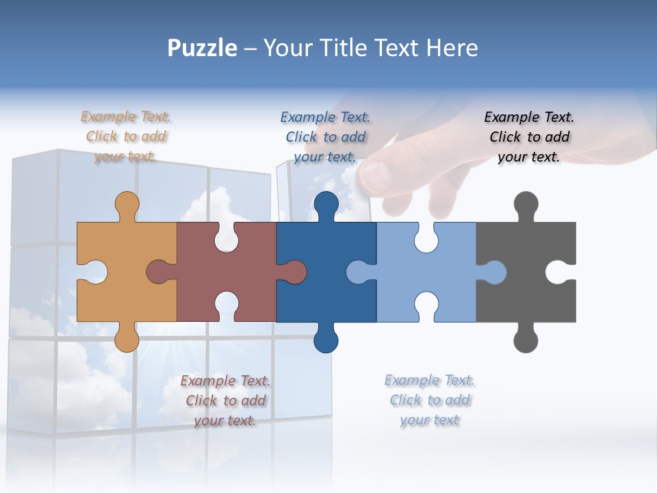 Hand Building Up A Sunny Sky With White Clouds PowerPoint Template