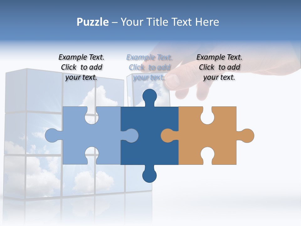 Hand Building Up A Sunny Sky With White Clouds PowerPoint Template