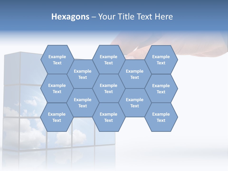Hand Building Up A Sunny Sky With White Clouds PowerPoint Template