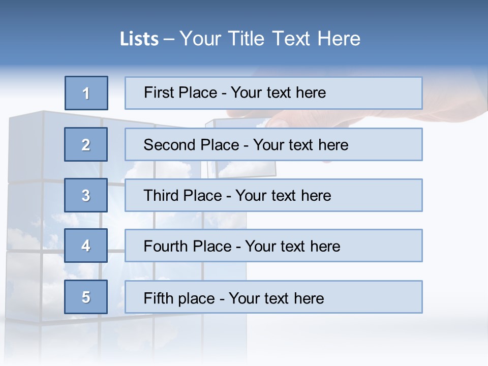 Hand Building Up A Sunny Sky With White Clouds PowerPoint Template