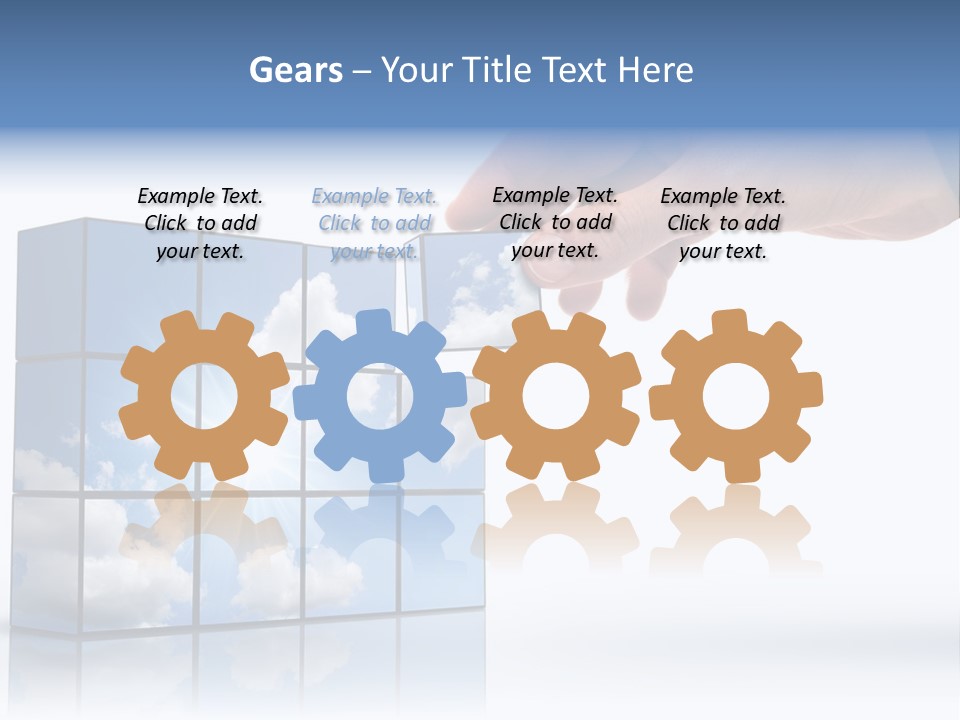 Hand Building Up A Sunny Sky With White Clouds PowerPoint Template