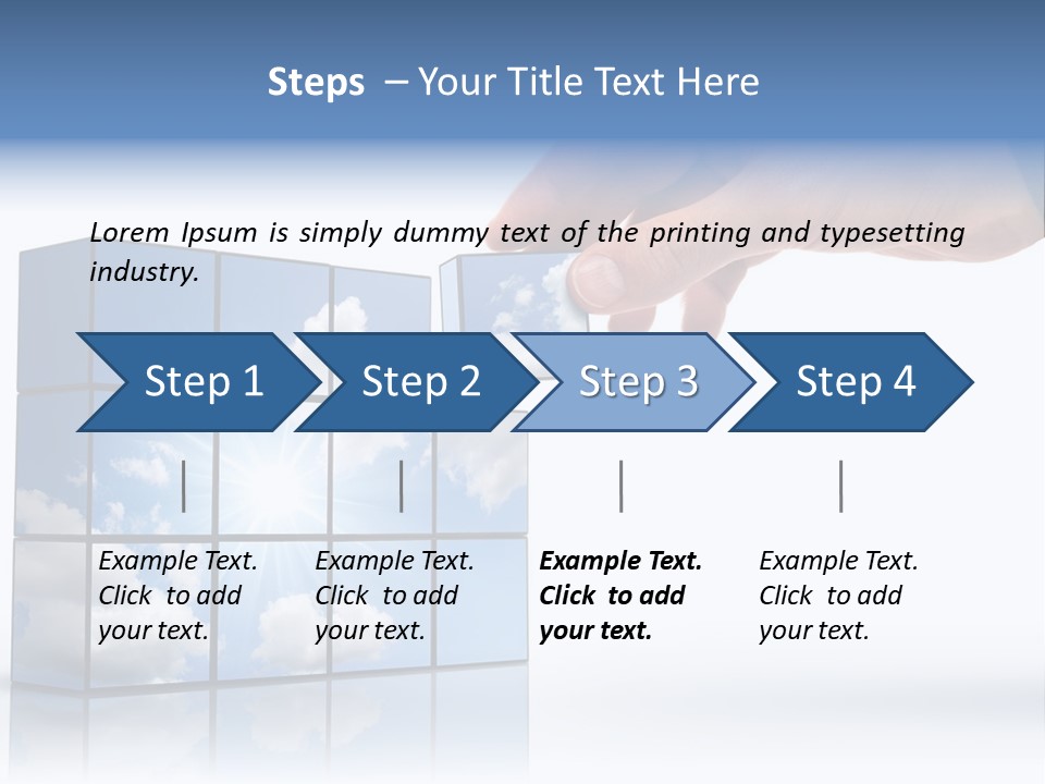 Hand Building Up A Sunny Sky With White Clouds PowerPoint Template