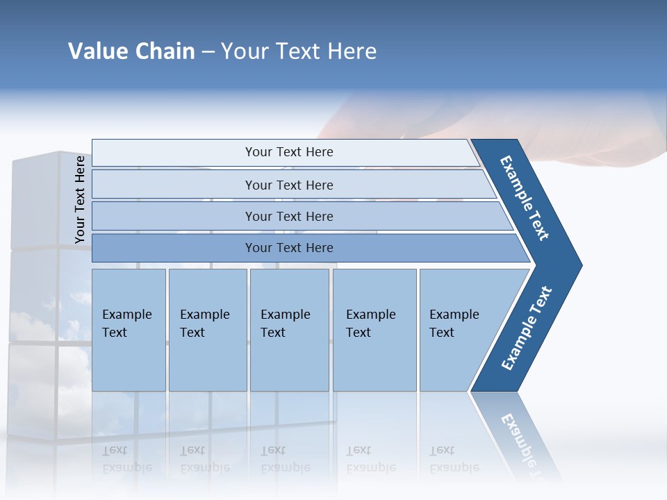 Hand Building Up A Sunny Sky With White Clouds PowerPoint Template