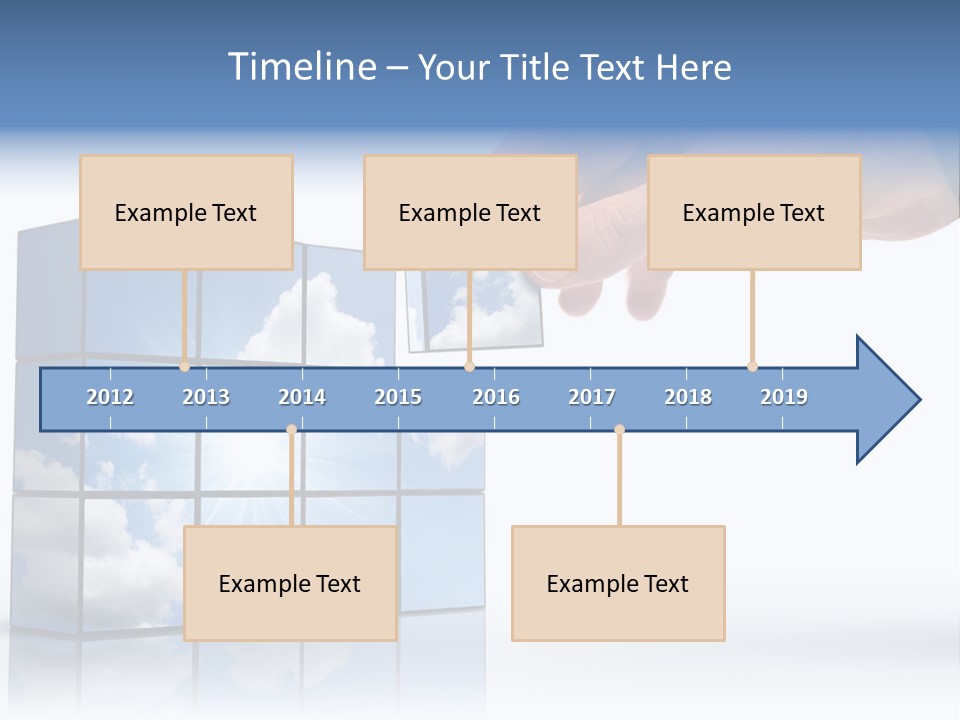Hand Building Up A Sunny Sky With White Clouds PowerPoint Template