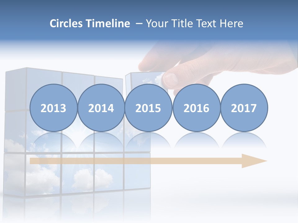 Hand Building Up A Sunny Sky With White Clouds PowerPoint Template