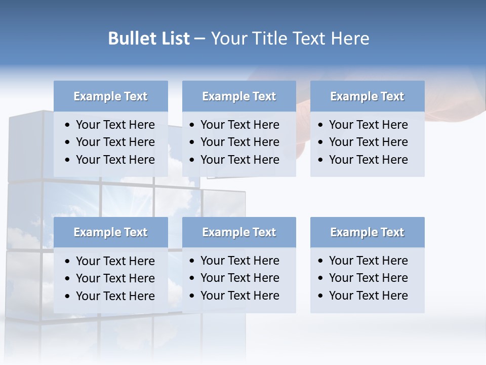 Hand Building Up A Sunny Sky With White Clouds PowerPoint Template