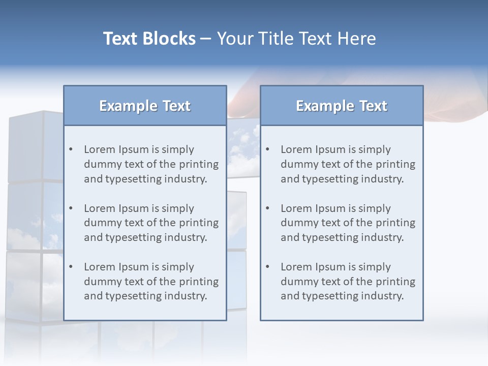 Hand Building Up A Sunny Sky With White Clouds PowerPoint Template