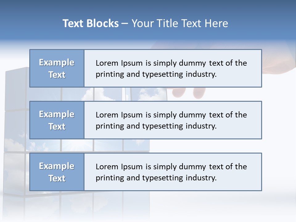 Hand Building Up A Sunny Sky With White Clouds PowerPoint Template