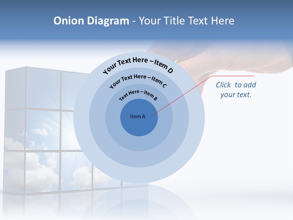 Hand Building Up A Sunny Sky With White Clouds PowerPoint Template