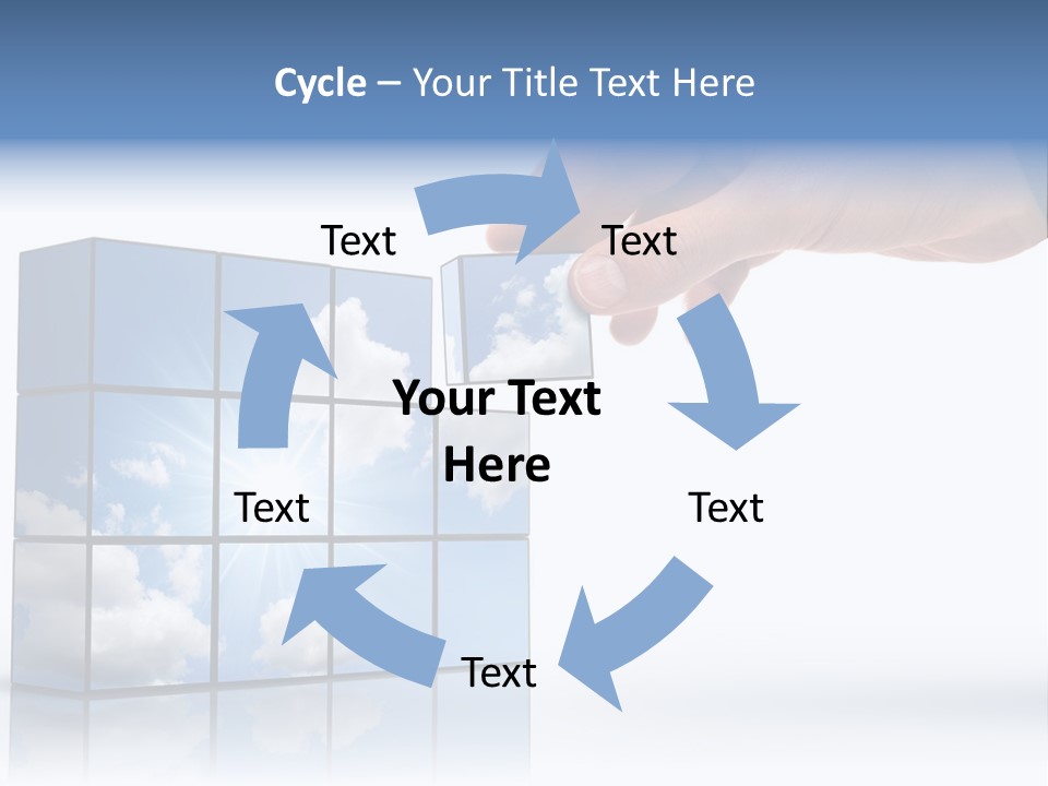 Hand Building Up A Sunny Sky With White Clouds PowerPoint Template