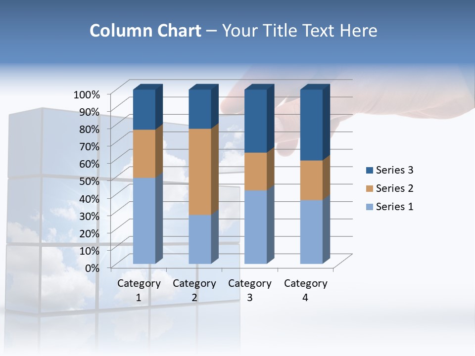 Hand Building Up A Sunny Sky With White Clouds PowerPoint Template