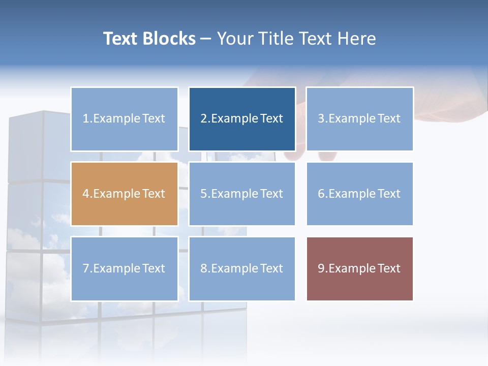 Hand Building Up A Sunny Sky With White Clouds PowerPoint Template