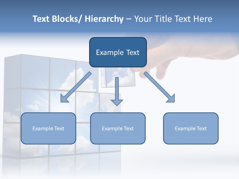 Hand Building Up A Sunny Sky With White Clouds PowerPoint Template