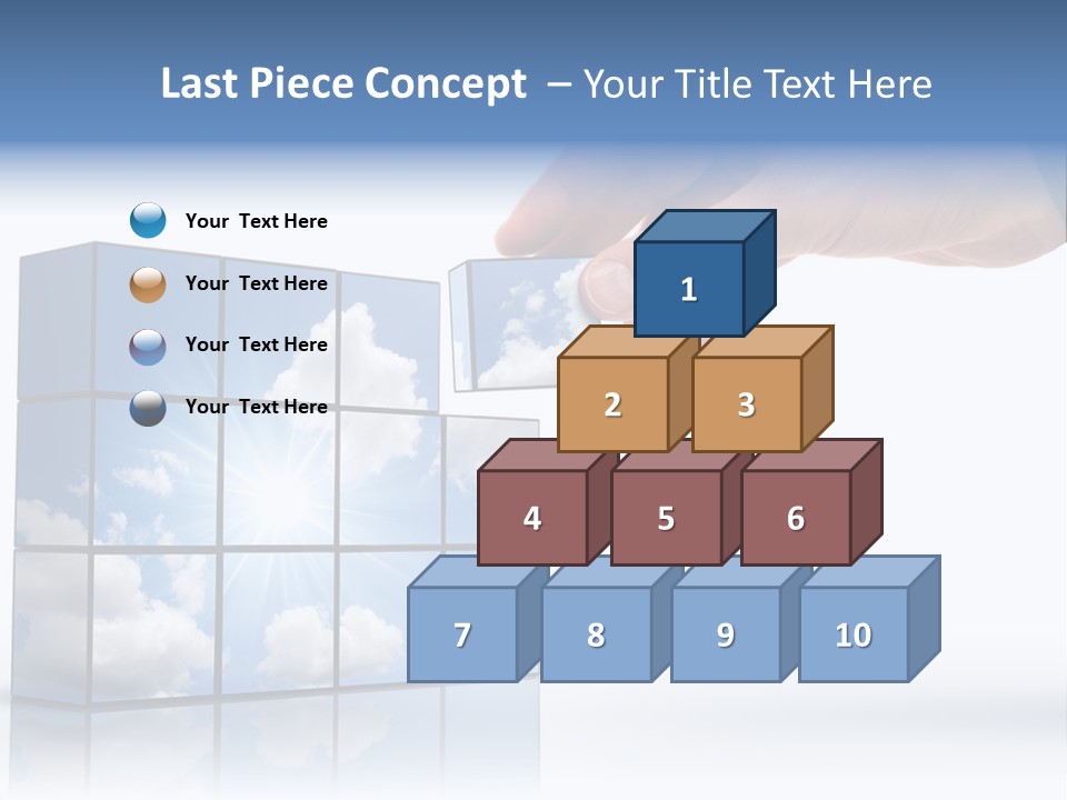 Hand Building Up A Sunny Sky With White Clouds PowerPoint Template