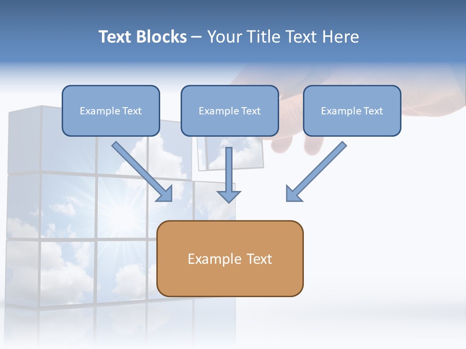 Hand Building Up A Sunny Sky With White Clouds PowerPoint Template
