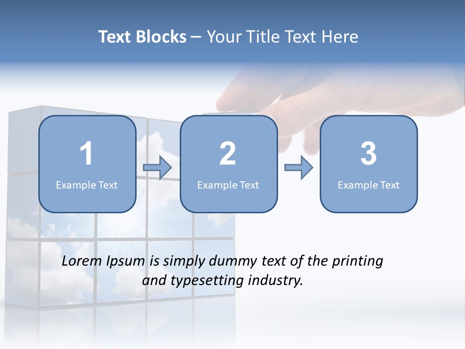 Hand Building Up A Sunny Sky With White Clouds PowerPoint Template