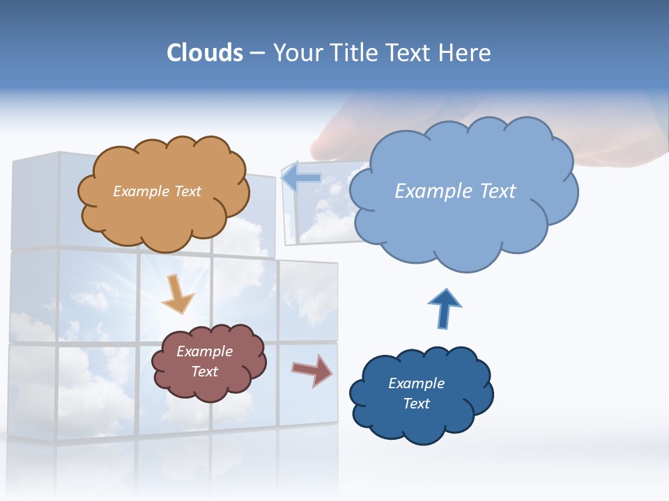 Hand Building Up A Sunny Sky With White Clouds PowerPoint Template