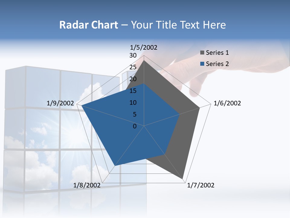 Hand Building Up A Sunny Sky With White Clouds PowerPoint Template