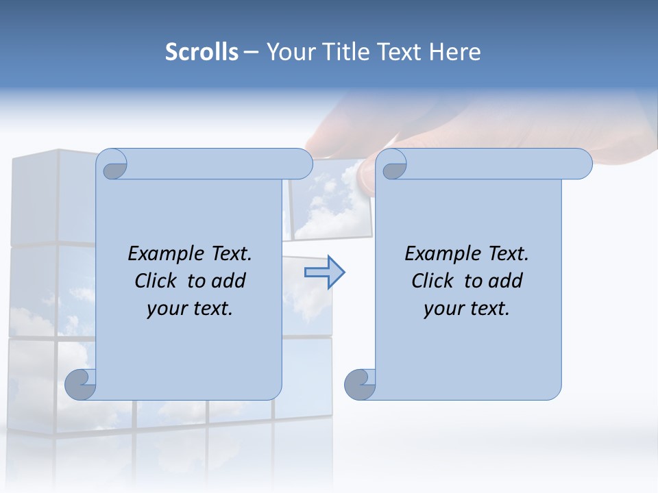 Hand Building Up A Sunny Sky With White Clouds PowerPoint Template