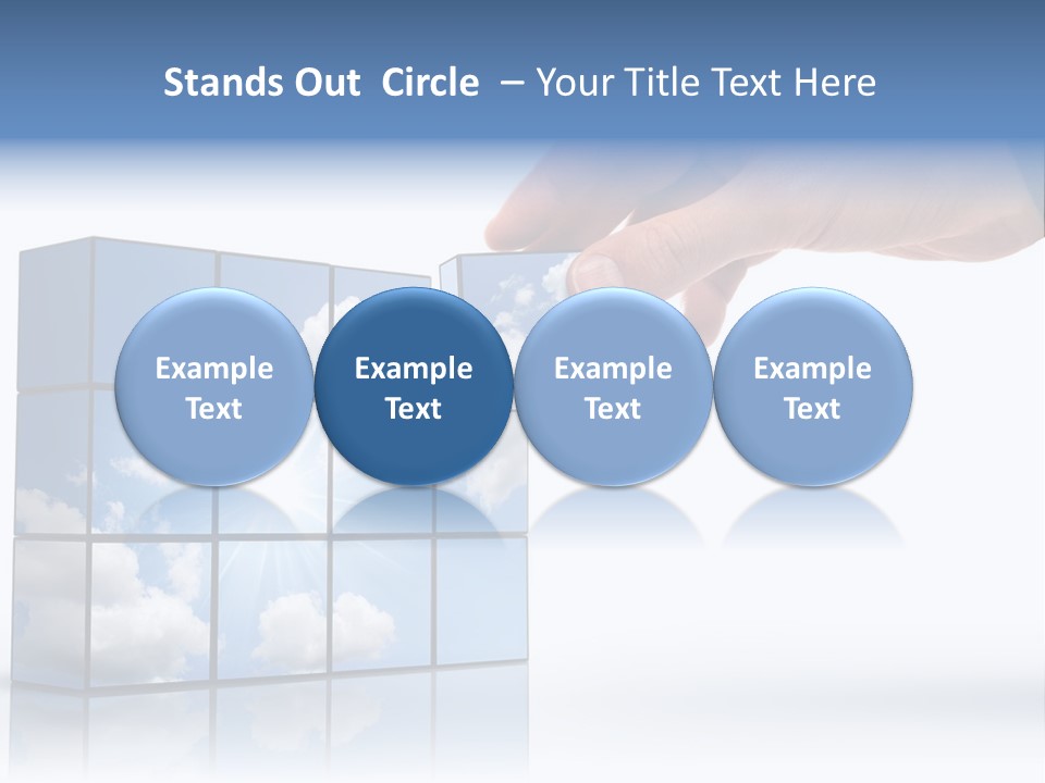 Hand Building Up A Sunny Sky With White Clouds PowerPoint Template