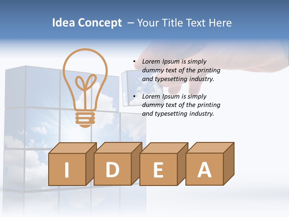 Hand Building Up A Sunny Sky With White Clouds PowerPoint Template