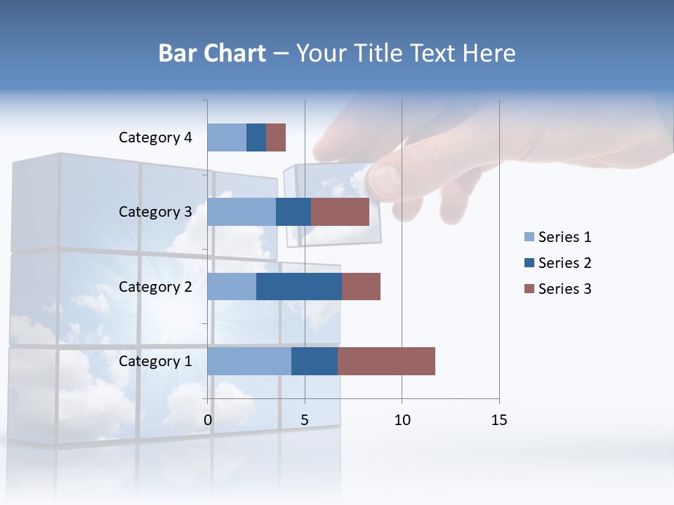 Hand Building Up A Sunny Sky With White Clouds PowerPoint Template