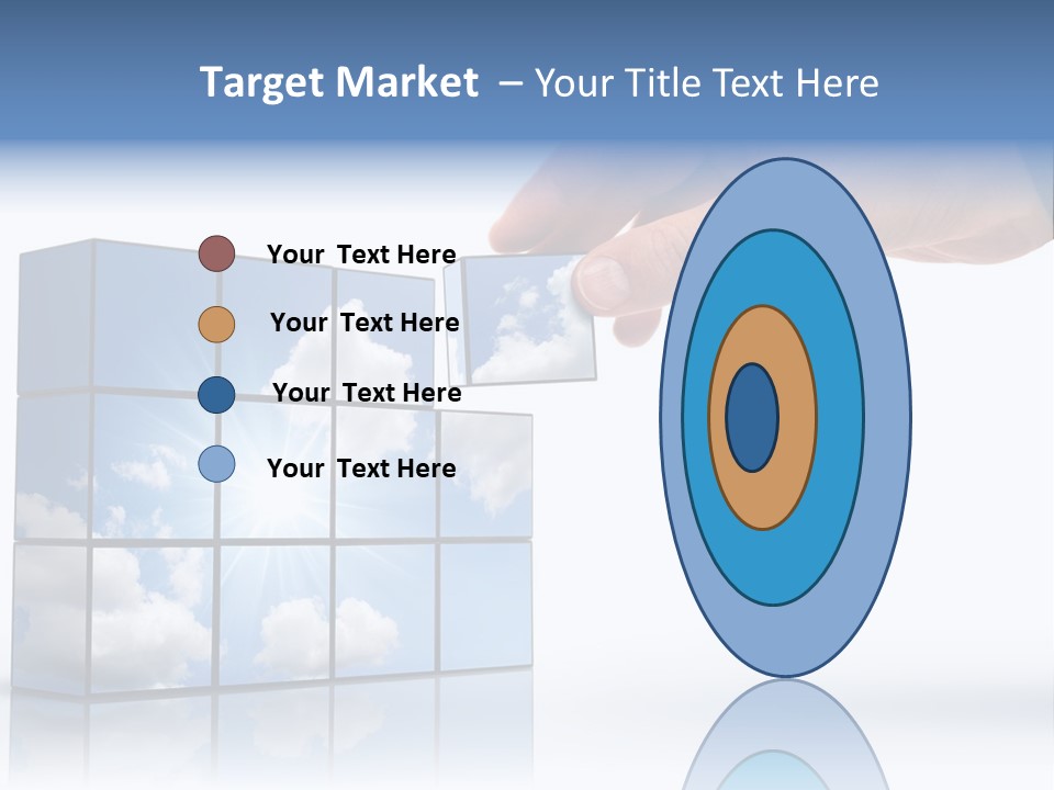 Hand Building Up A Sunny Sky With White Clouds PowerPoint Template