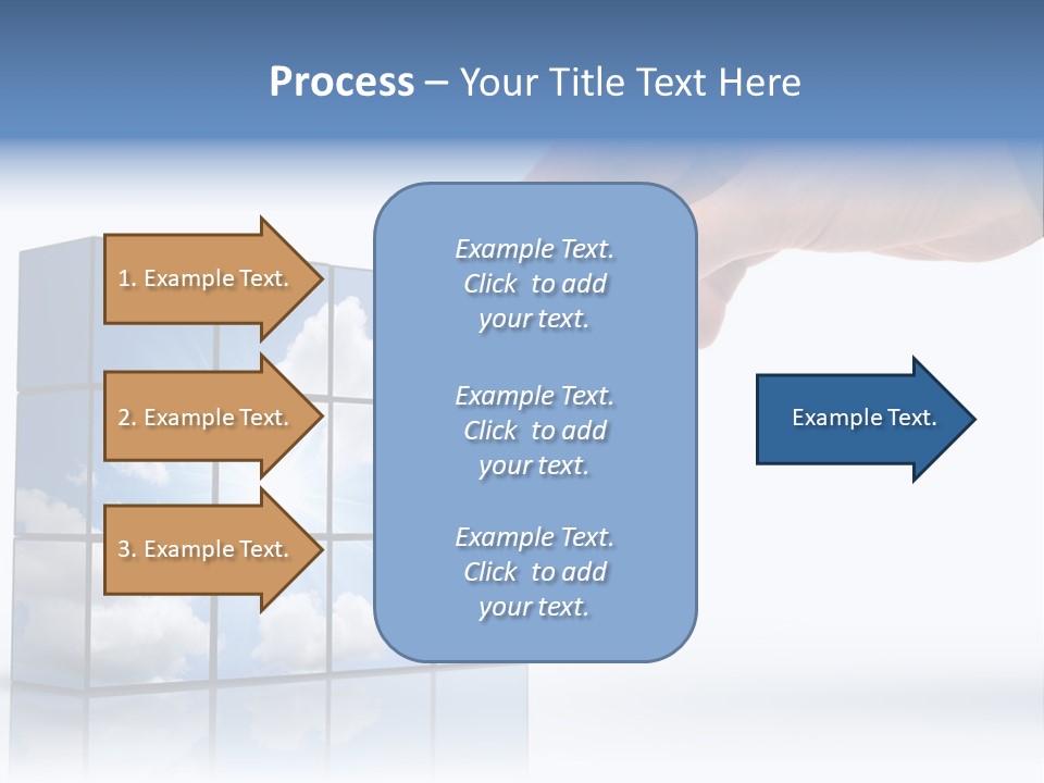 Hand Building Up A Sunny Sky With White Clouds PowerPoint Template