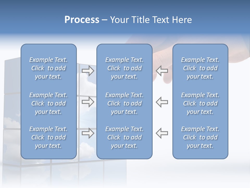 Hand Building Up A Sunny Sky With White Clouds PowerPoint Template