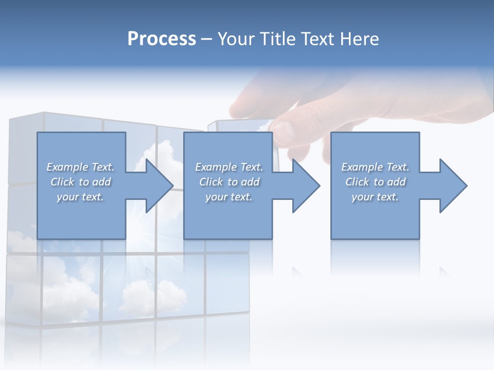 Hand Building Up A Sunny Sky With White Clouds PowerPoint Template