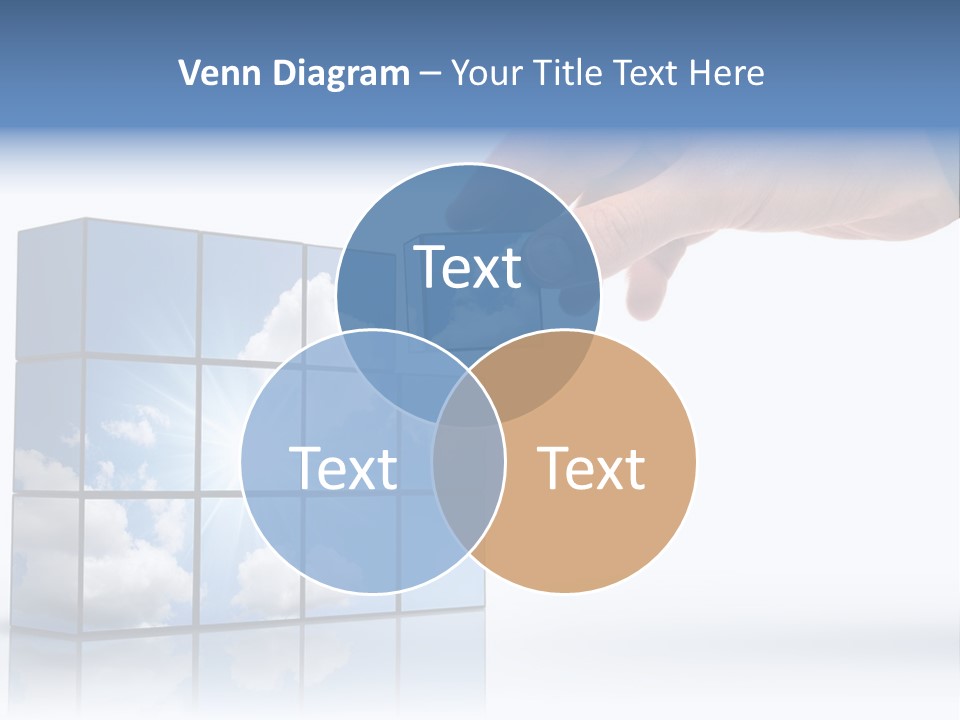 Hand Building Up A Sunny Sky With White Clouds PowerPoint Template