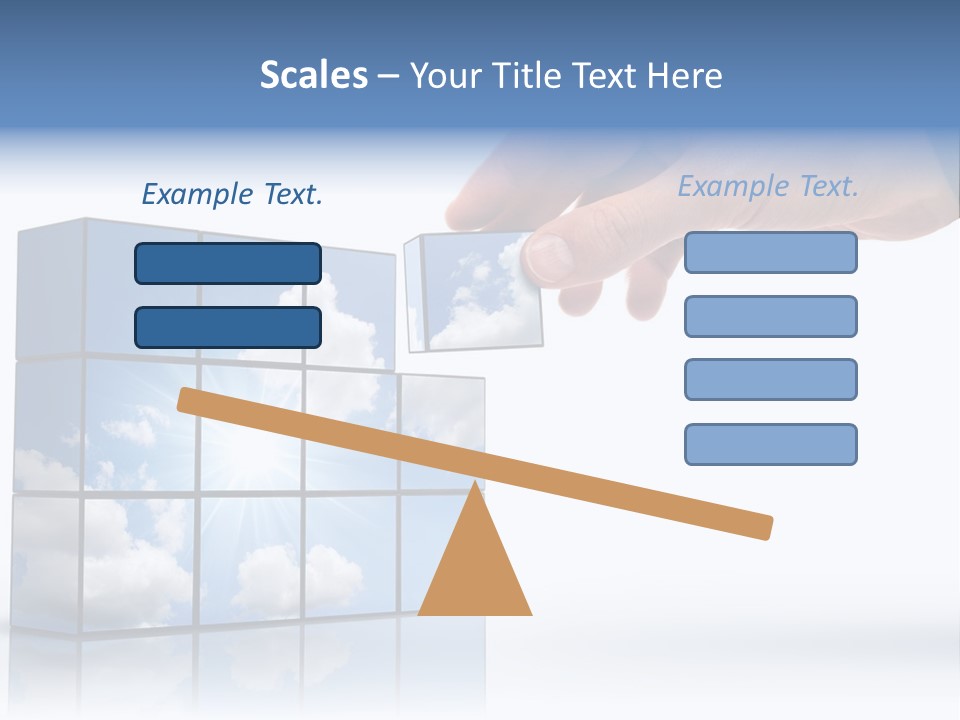 Hand Building Up A Sunny Sky With White Clouds PowerPoint Template