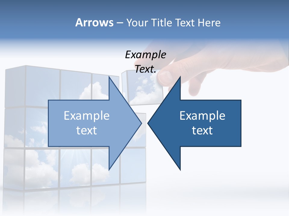 Hand Building Up A Sunny Sky With White Clouds PowerPoint Template