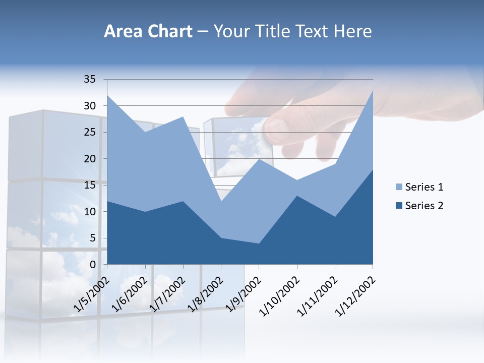 Hand Building Up A Sunny Sky With White Clouds PowerPoint Template