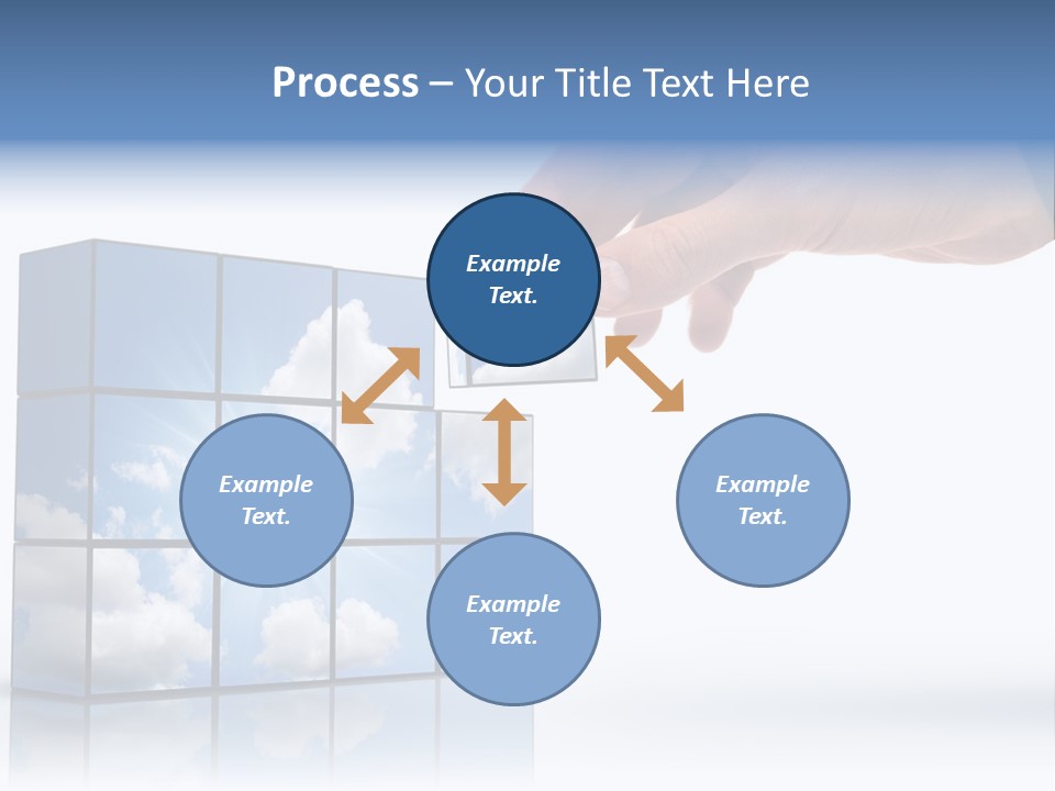 Hand Building Up A Sunny Sky With White Clouds PowerPoint Template